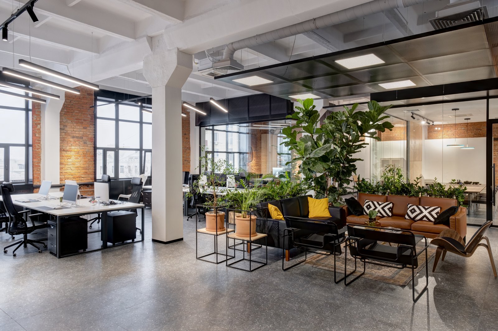 Commercial office tenant improvement open space layout in Oakland County Michigan by Reschka Design Build