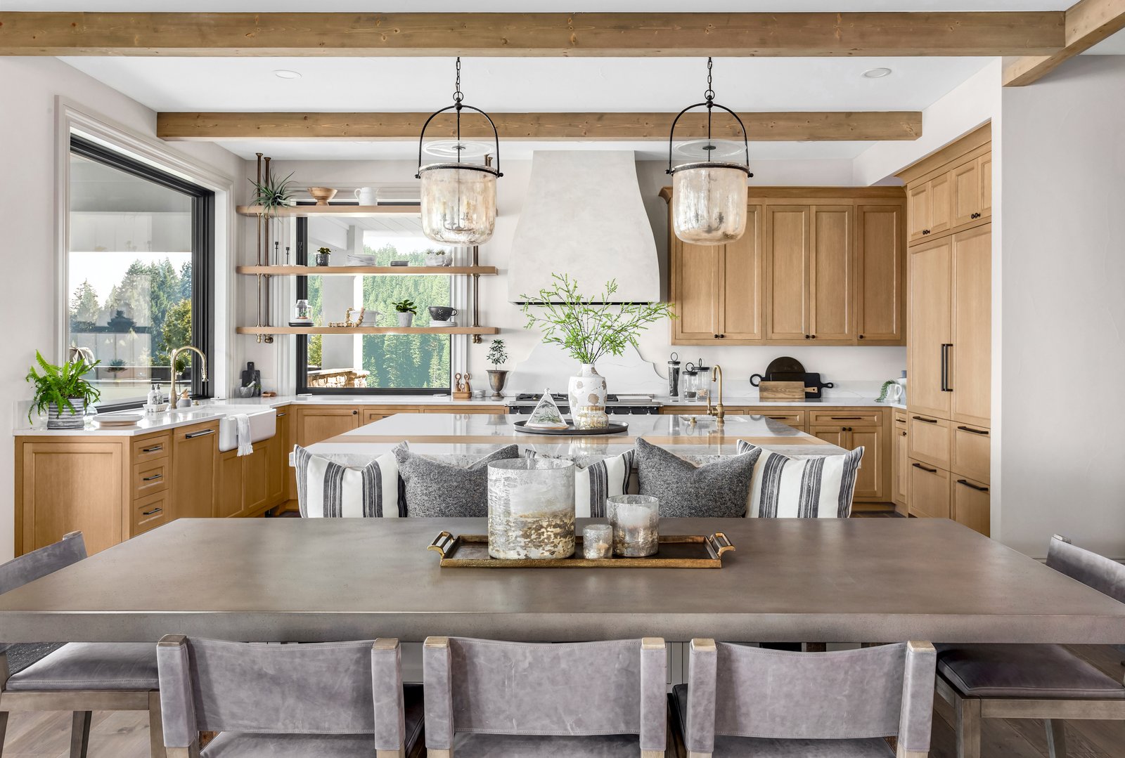Rustic + Elegance kitchen full view by Reschka Design Build